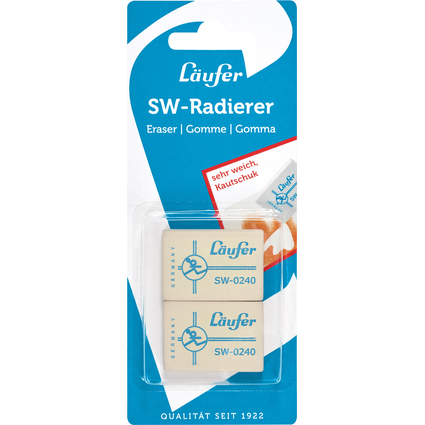 Lufer Naturkautschuk-Radierer SW240, 2er Blisterkarte