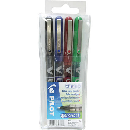 PILOT Tintenroller V Ball VB7, 4er Etui, farbig sortiert