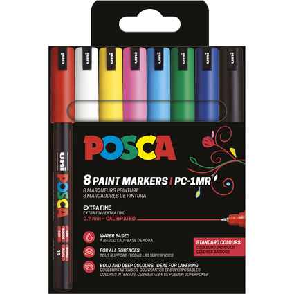 POSCA Pigmentmarker PC1MR, 8er Box, farbig sortiert