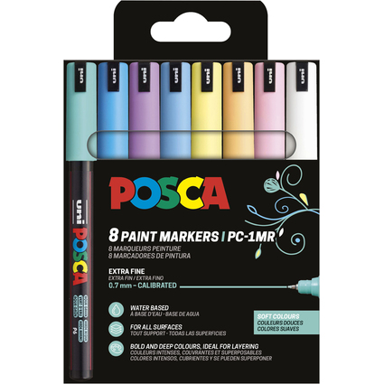 POSCA Pigmentmarker PC1MR, softe Farben, 8er Etui