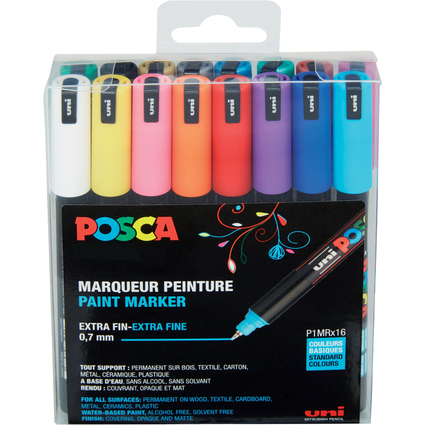 POSCA Pigmentmarker PC-1MR, 16er Box, farbig sortiert