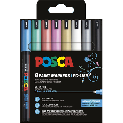 POSCA Pigmentmarker PC1MR, 8er Box, farbig sortiert