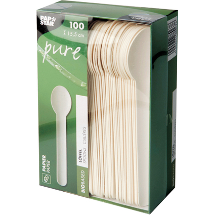 PAPSTAR Papier-Löffel "pure", Länge: 155 mm, weiß, 100er
