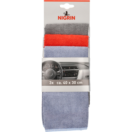 NIGRIN KFZ-Microfasertcher-Set, 3-teilig