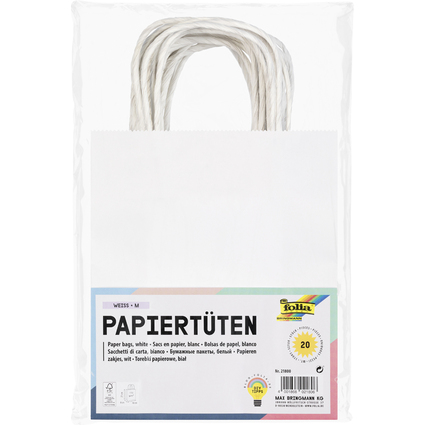 folia Papiertten, Kraftpapier, 125 x 50 x 150 mm, wei