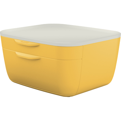 LEITZ Schubladenbox Cosy, 2 Schübe, gelb/hellgrau