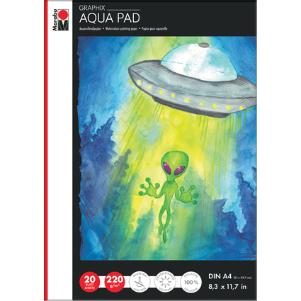 Marabu Aquarellpapierblock Aqua Pad GRAPHIX, A4, 220 g/qm