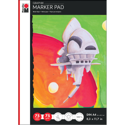 Marabu Markerpapierblock Marker Pad GRAPHIX, DIN A4, 75 g/qm