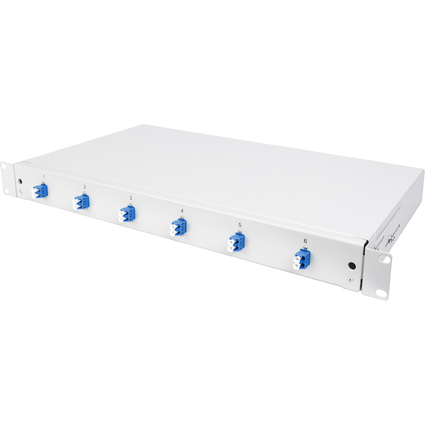 DIGITUS 19" Glasfaser LWL Spleißbox, OS2, bestückt, 6x LC