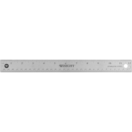 WESTCOTT Metall-Lineal mit Kork-Rückseite, Länge: 300 mm