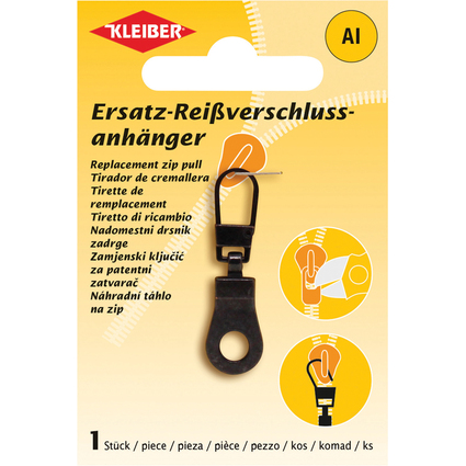 KLEIBER Reißverschlussanhänger, Metall, schwarz