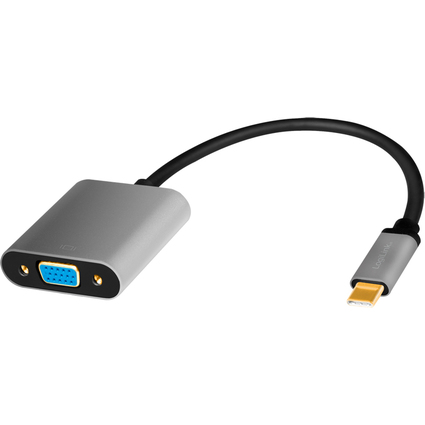 LogiLink USB-C - VGA Adapterkabel, 0,15 m, schwarz/grau