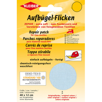 KLEIBER Zephir-Aufbgel-Flicken, 400 x 120 mm, hellblau