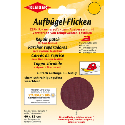 KLEIBER Zephir-Aufbgel-Flicken, 400 x 120 mm, weinrot