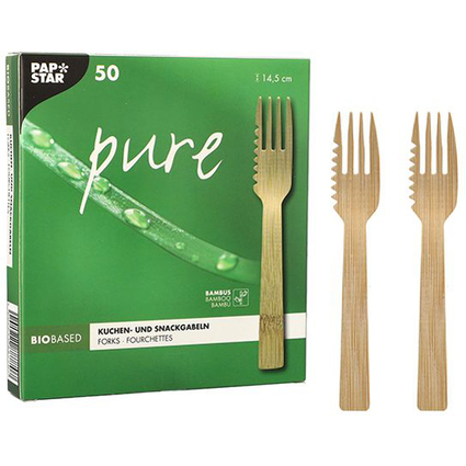 PAPSTAR Kuchen- und Snackgabel "pure", Länge: 145 mm, 50er