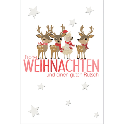 SUSY CARD Weihnachtskarte "Alpaka zwischen Hirschen"