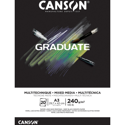 CANSON Studienblock GRADUATE MIXED MEDIA, schwarz, DIN A3