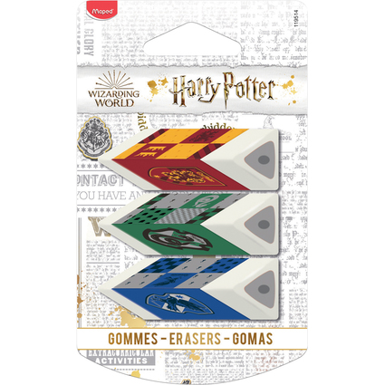 Maped Kunststoff-Radierer Pyramide HARRY POTTER, 3er Blister