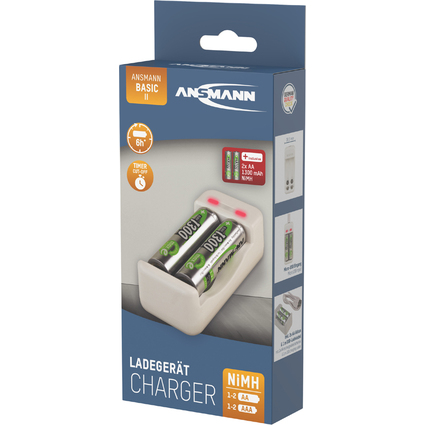ANSMANN Ladegerät "Basic II", mit 2 x AA Akkus 1.300 mAh