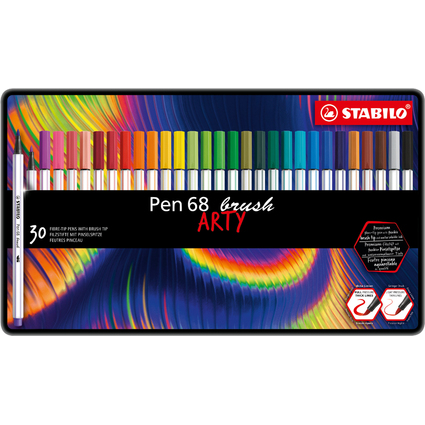 STABILO Pinselstift Pen 68 brush ARTY, 30er Metalletui