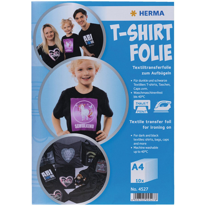 HERMA T-Shirt Transferfolie, DIN A4, dunkle Textilien, weiß