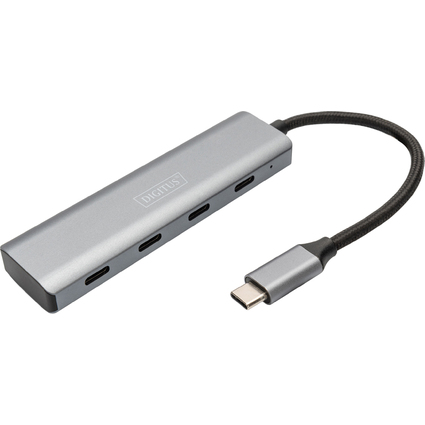 DIGITUS USB-C Hub, 4 Port, 4x USB-C 3.1 Gen 1, dunkelgrau