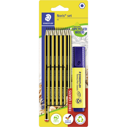 STAEDTLER Bleistift-Set Noris + gratis Textmarker