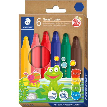 STAEDTLER Fasermaler Noris junior, 6er Kartonetui