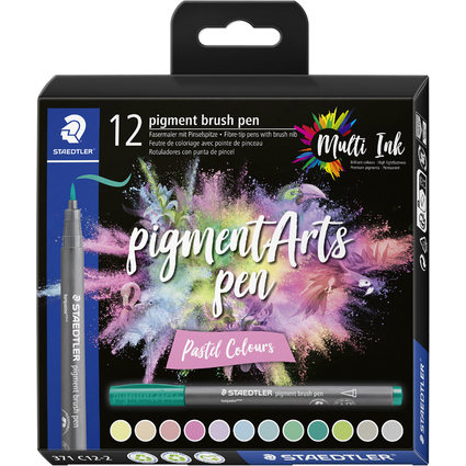 STAEDTLER Fasermaler pigment brush pen "Pastel Colours",12er