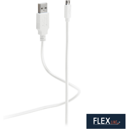 FLEXLINE Daten- & Ladekabel, USB-A - USB-B, wei, 1,8 m