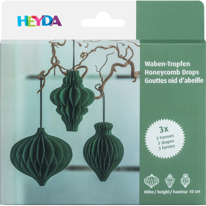 HEYDA Wabendekor-Set "Waben-Tropfen", dunkelgrün