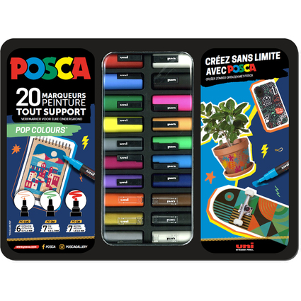 POSCA Pigmentmarker "POP COLOURS", 20er Metallbox