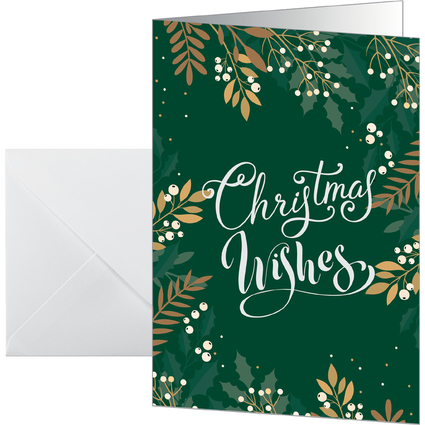 sigel Weihnachtskarte "Christmas wishes", DIN A6 hoch