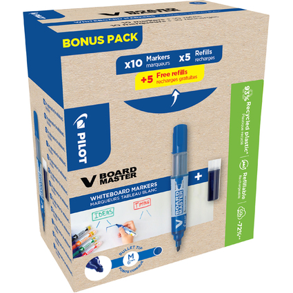 PILOT Whiteboard-Marker V BOARD MASTER, BONUS PACK, blau