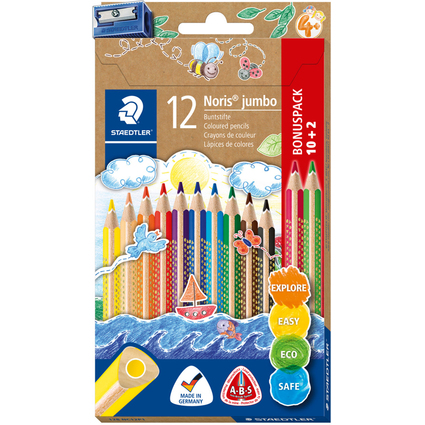 STAEDTLER Dreikant-Buntstift Noris jumbo, 10+2 Etui