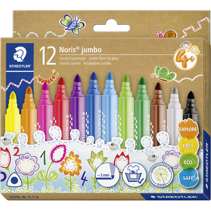 STAEDTLER Fasermaler Noris jumbo, 12er Kartonetui