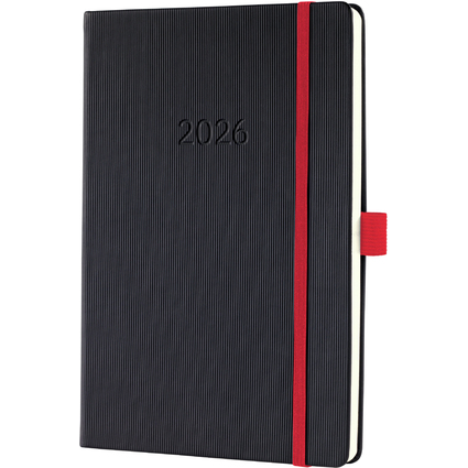 sigel Buchkalender Conceptum 2026, ca. DIN A5, schwarz/rot