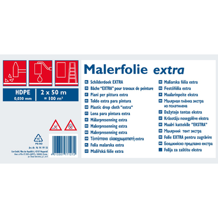 WESTEX Malerplane, HDPE, 30 my, transparent, 2 x 50 m