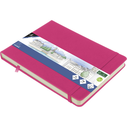 kangaro Skizzenbuch, 80 Blatt, DIN A5 quer, hot pink