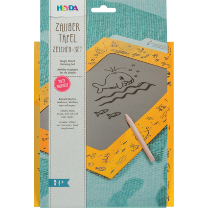 HEYDA Zaubertafel Zeichen-Set, inkl. Holzstick, gelb