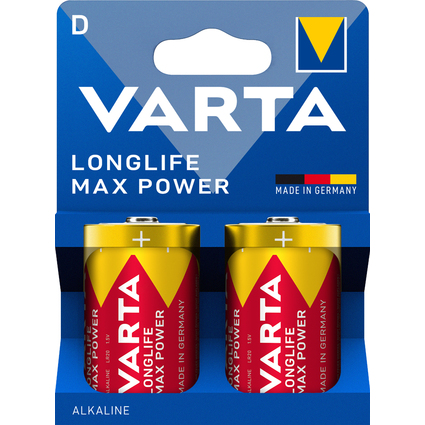 VARTA Alkaline Batterie Longlife Max Power, Mono (D)