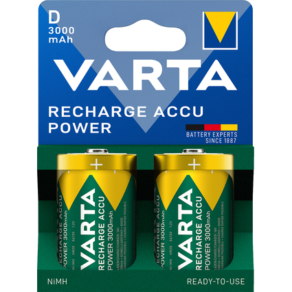 VARTA NiMH Akku "RECHARGE ACCU Power", Mono (D), 3000 mAh
