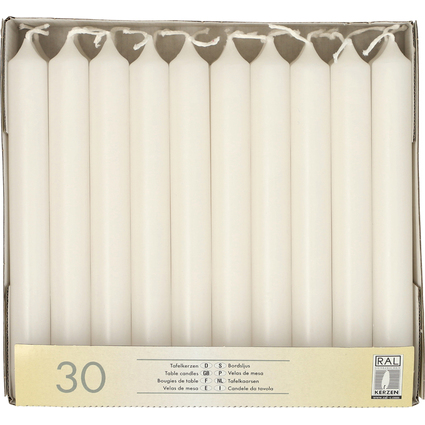 STARPAK Tafelkerzen, 21 mm, weiß, 30er Pack