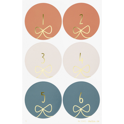 folia Adventskalender-Sticker "ROUND BOWS"