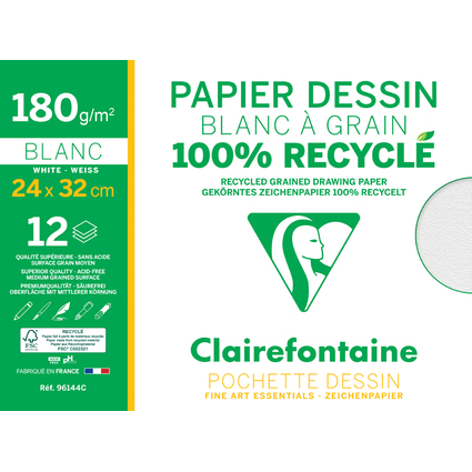 Clairefontaine Zeichenpapier Recycling "Blanc  Grain"