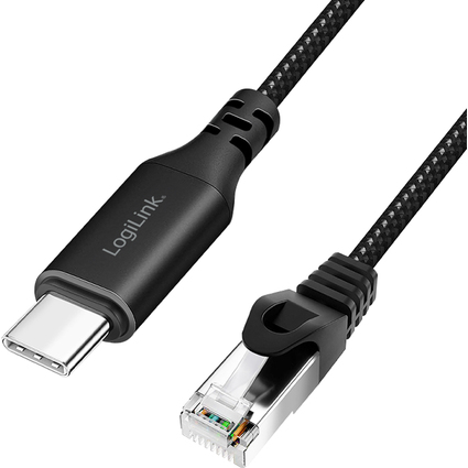 LogiLink USB 3.2 Ethernet-Kabel, USB-C - RJ45 Stecker, 1,0 m
