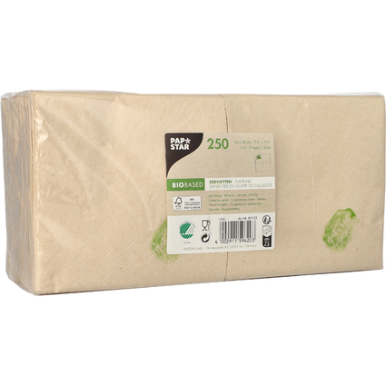 PAPSTAR Cocktail-Servietten, 240 x 240 mm, 2-lagig, natur