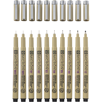 SAKURA Fineliner PIGMA MICRON, 10er Etui, schwarz