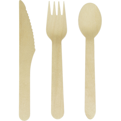 kangaro Einweg-Besteck-Set, aus Holz, 200-teilig