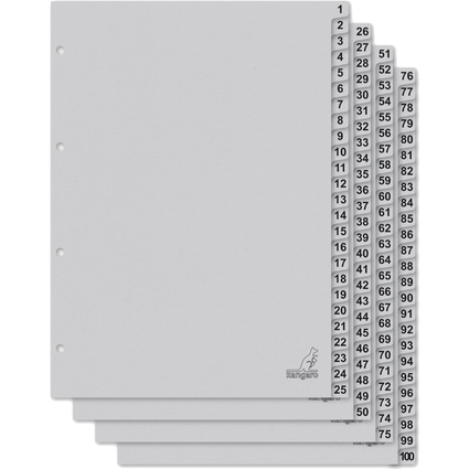 kangaro Karton-Register ECO, Zahlen 1-100, DIN A4